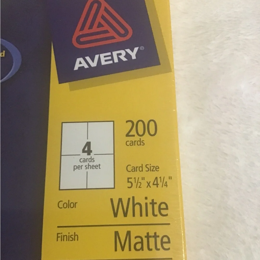 Avery matte white postcards 200 cards 4 sheets per card